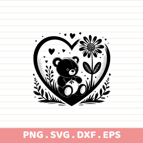 Teddy Bear Heart SVG Cut File. Cricut, Silhouette, CNC compatible. Perfect for screen printing stencils & vinyl cutting.
