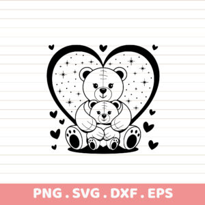 Mama Bear & Cub Heart SVG Cut File. Cricut, Silhouette, CNC.