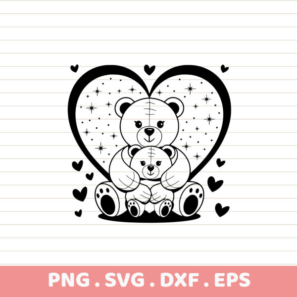 Mama Bear & Cub Heart SVG Cut File. Cricut, Silhouette, CNC.