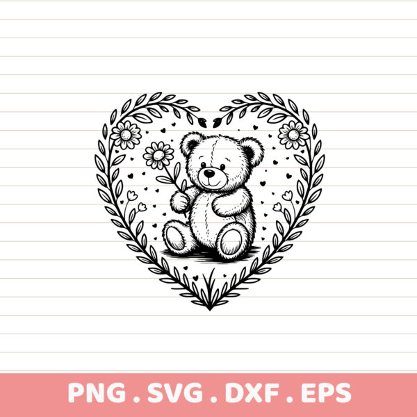 Teddy Bear Heart SVG Cut File. Cricut, Silhouette, CNC compatible. Instant Download.
