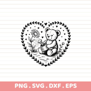 Teddy Bear Heart SVG, DXF, EPS, PNG. Perfect for Cricut, Silhouette, and laser cutting.