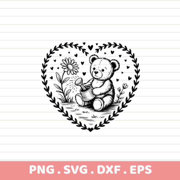 Teddy Bear Heart SVG, DXF, EPS, PNG. Perfect for Cricut, Silhouette, and laser cutting.