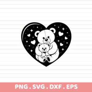 Mama Bear & Cub Heart SVG Cut File. Cricut, Silhouette, CNC.