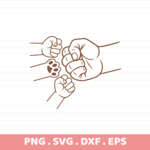 Family Fist Bump SVG for Cricut, Silhouette & CNC. Paw print serigraphy stencil. Cutting machine gift idea.