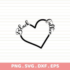 Black Father's Day heart design. PNG, SVG, DXF, EPS files. Instant download for Cricut & Silhouette. Father's Day gift.
