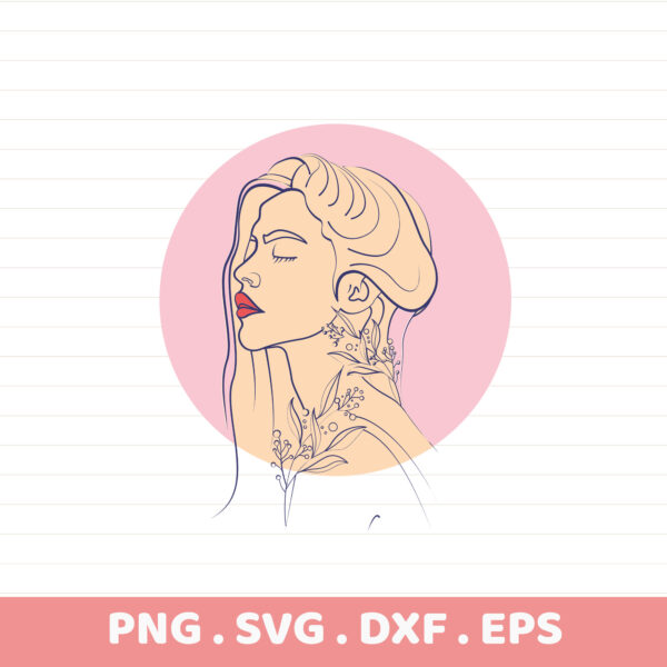Woman Portrait SVG for Cricut & Silhouette. Floral tattoo serigraphy stencil design for crafters.