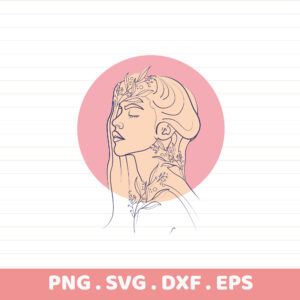 Woman profile line art SVG for Cricut, Silhouette & laser cutters. Serigraphy stencil design.