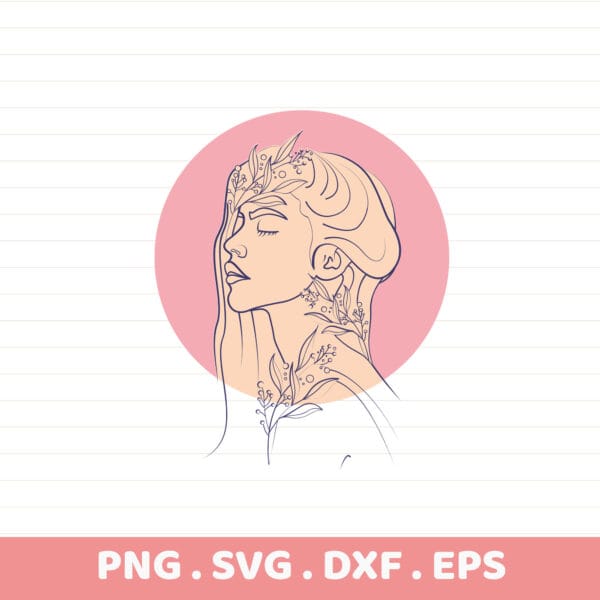 Woman profile line art SVG for Cricut, Silhouette & laser cutters. Serigraphy stencil design.