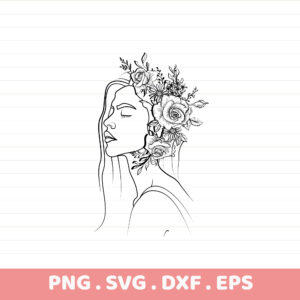 Floral head stencil for laser cutting, Cricut & Silhouette. Serigraphy design.
