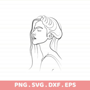 Minimalist woman line art for laser cut stencil, Cricut & Silhouette. Serigraphy screen print file.