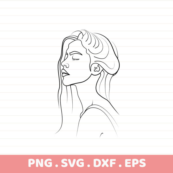 Minimalist woman line art for laser cut stencil, Cricut & Silhouette. Serigraphy screen print file.
