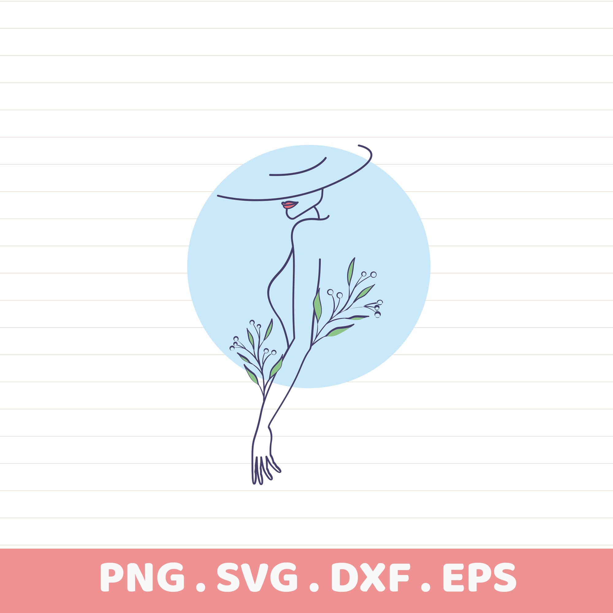 Woman Line Art SVG for Cricut & Silhouette. Elegant serigraphy stencil design, laser cut ready file.