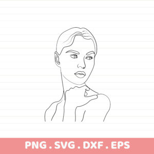 Elegant woman line art for laser cut stencil, Cricut, and Silhouette. Serigraphy design.