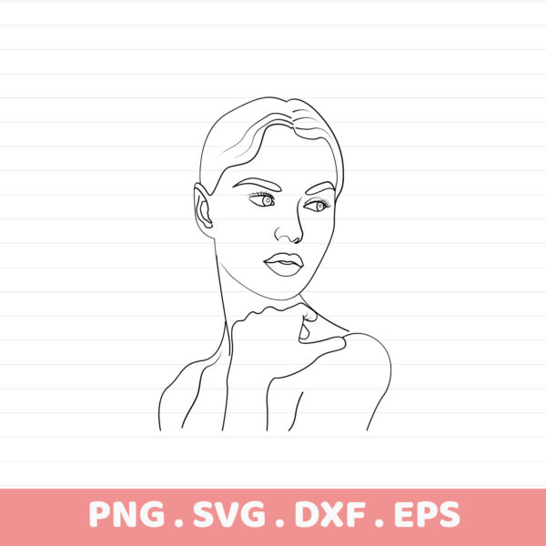 Elegant woman line art for laser cut stencil, Cricut, and Silhouette. Serigraphy design.