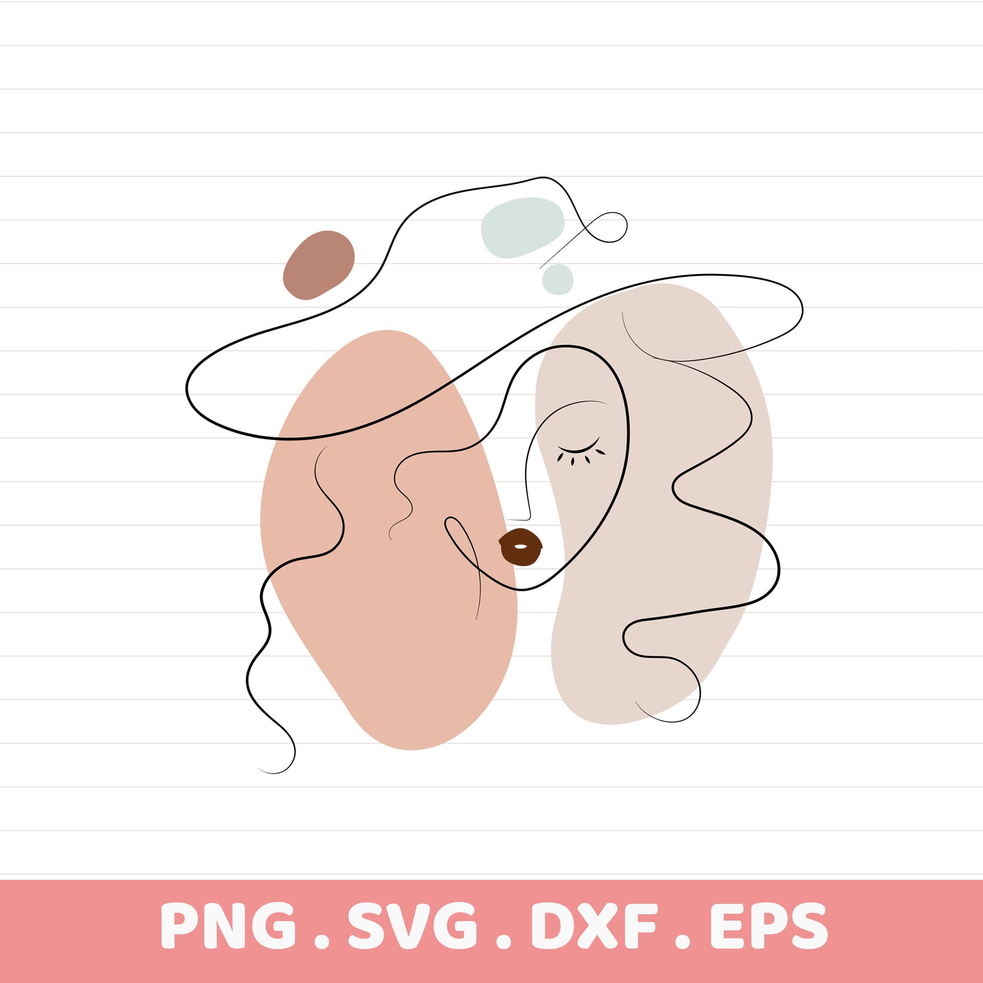 Abstract faces line art for Cricut & CNC cutting. Minimalist serigraphy stencil design.