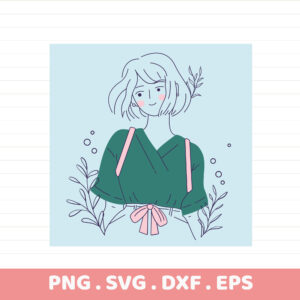 Line art illustration for Cricut & Silhouette: Fashion girl SVG for cutting & serigraphy stencil design.
