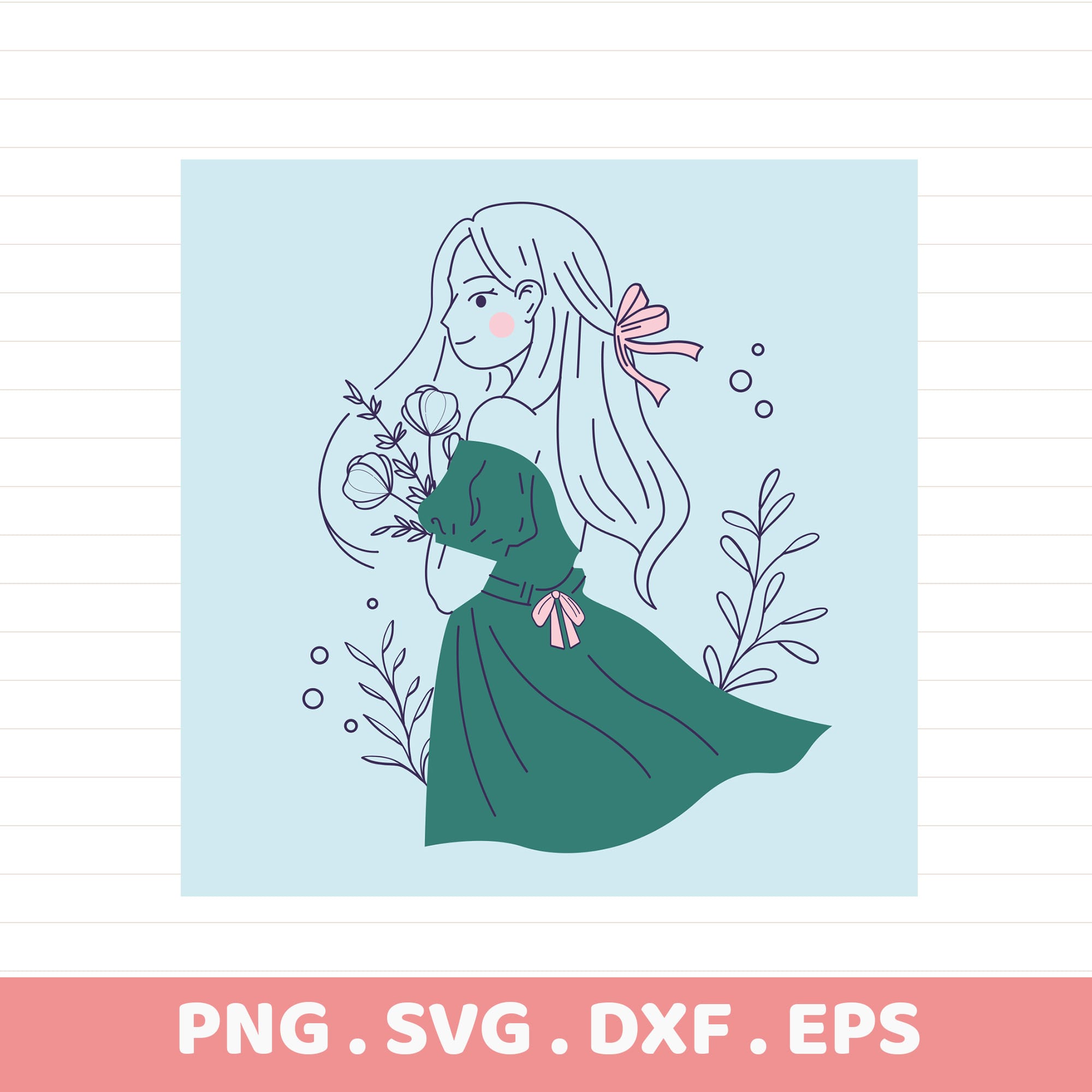 Dress line art SVG for Cricut & Silhouette. Elegant woman design for cutting machines, serigraphy stencil, and DIY projects.