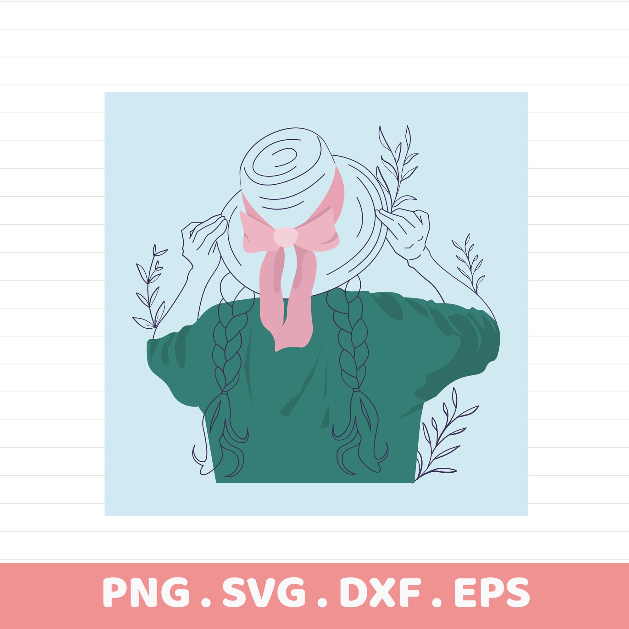 Girl with Hat SVG for Cricut & Silhouette. Serigraphy stencil design for screen printing. DIY crafters gift idea.