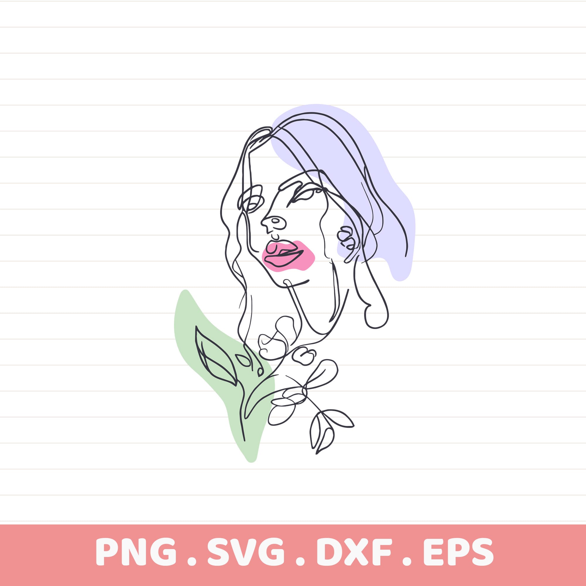 Line art portrait SVG for Cricut & Silhouette. Serigraphy stencil design for screen print.