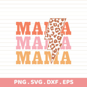 Mama Leopard Lightning Bolt SVG Bundle. Cricut, Silhouette, CNC, Laser cutting files. Perfect Mama gift.