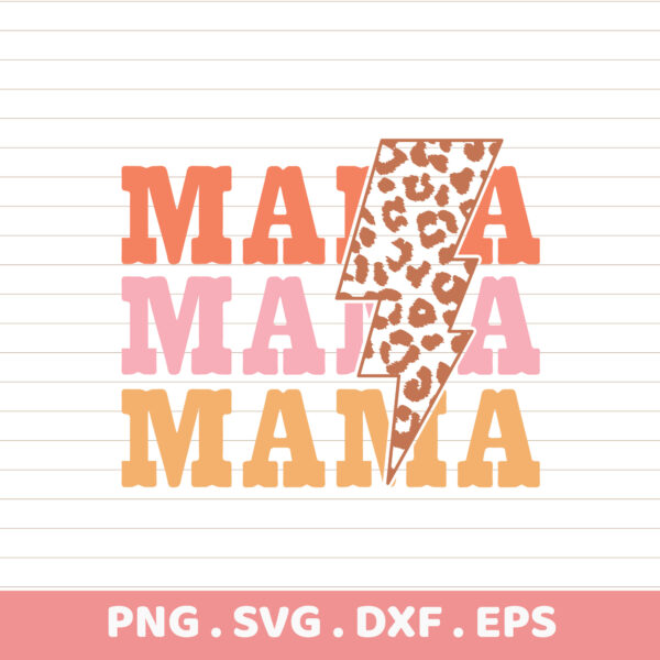 Mama Leopard Lightning Bolt SVG Bundle. Cricut, Silhouette, CNC, Laser cutting files. Perfect Mama gift.