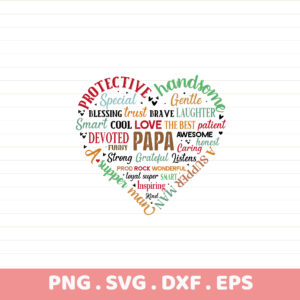 Papa Heart Word Art SVG for Cricut & CNC. Father's Day stencil design for screen print.