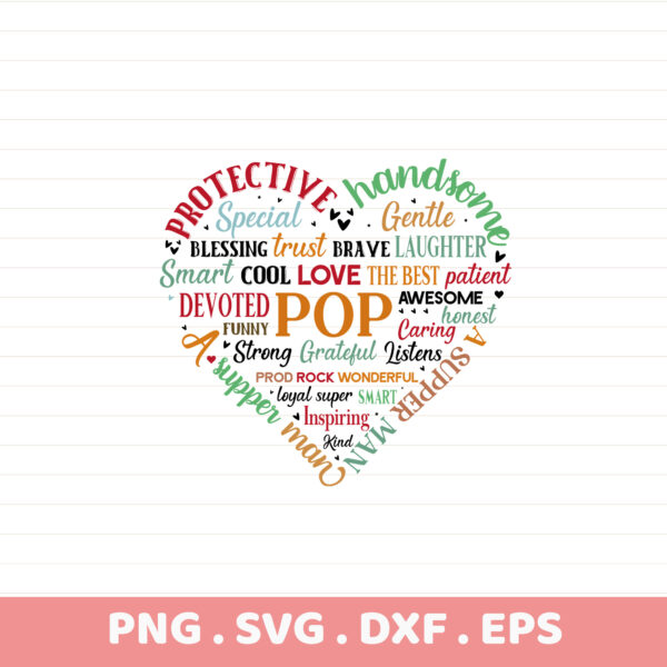 Father's Day SVG file: "Pop" word art for Cricut, Silhouette & CNC cutting machines. Serigraphy stencil design.