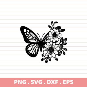 Butterfly Floral SVG Cut File for Cricut, Silhouette, CNC
