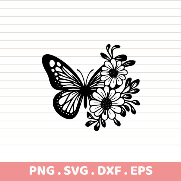 Butterfly Floral SVG Cut File for Cricut, Silhouette, CNC