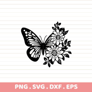 Butterfly Floral SVG Cut File. Cricut, Silhouette, CNC, Laser Cut Mandala Design. Stencil for Screen Printing.