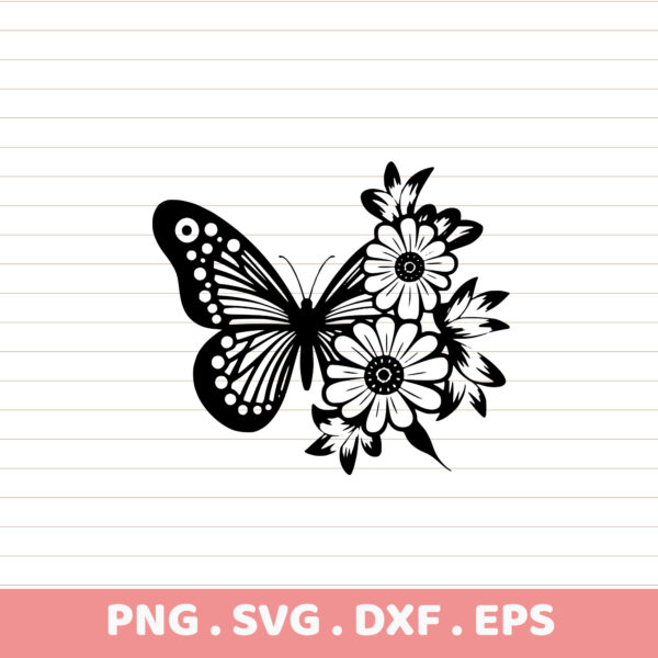 Butterfly Floral SVG Cut File. Cricut, Silhouette, CNC compatible. Perfect for screen printing stencils.