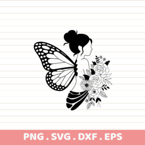 Butterfly Fairy Floral SVG Cut File. Cricut, Silhouette, CNC, Laser Cutting & Screen Print Stencil.