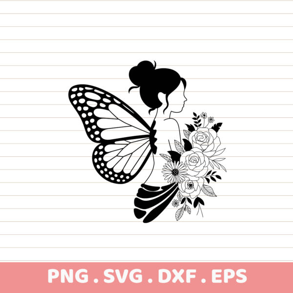 Butterfly Fairy Floral SVG Cut File. Cricut, Silhouette, CNC, Laser Cutting & Screen Print Stencil.