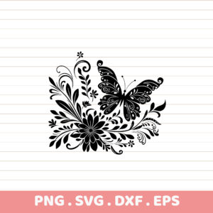 Floral Butterfly Laser Cut Mandala SVG, DXF, EPS Files for Cricut, Silhouette, CNC