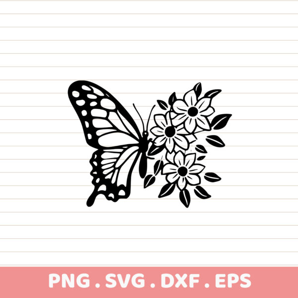 Butterfly Floral SVG Cut File for Cricut, Silhouette, CNC, Laser Cutters.