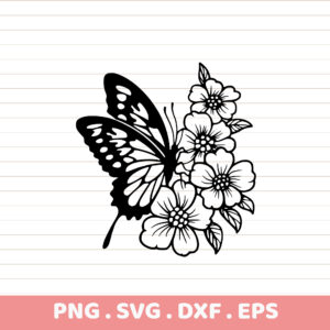 Butterfly Floral SVG Cut File for Cricut, Silhouette, Laser Cutters.