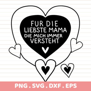 German Mom Gift SVG Bundle. Heart design with loving German quote. Perfect Mother's Day gift. Instant download. DTF & Sublimation ready.