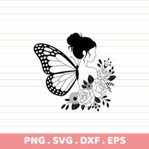 Laser Cut Butterfly SVG, Cricut, Silhouette, CNC. Floral design. Stencil for screen printing.