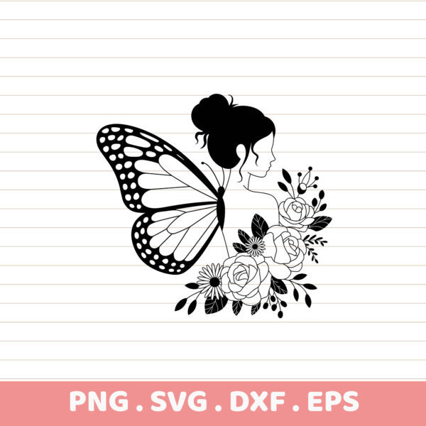 Laser Cut Butterfly SVG, Cricut, Silhouette, CNC. Floral design. Stencil for screen printing.
