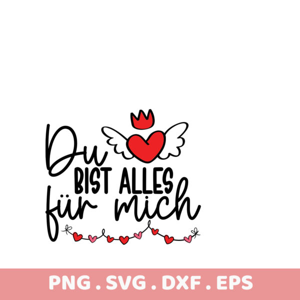 Winged heart crown design. Valentine's Day sublimation PNG, SVG, DXF, EPS. Instant download. Perfect gift!