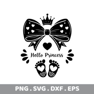 Baby Girl Bow Clipart Design. PNG, SVG, DXF, EPS files. Perfect baby shower gift.