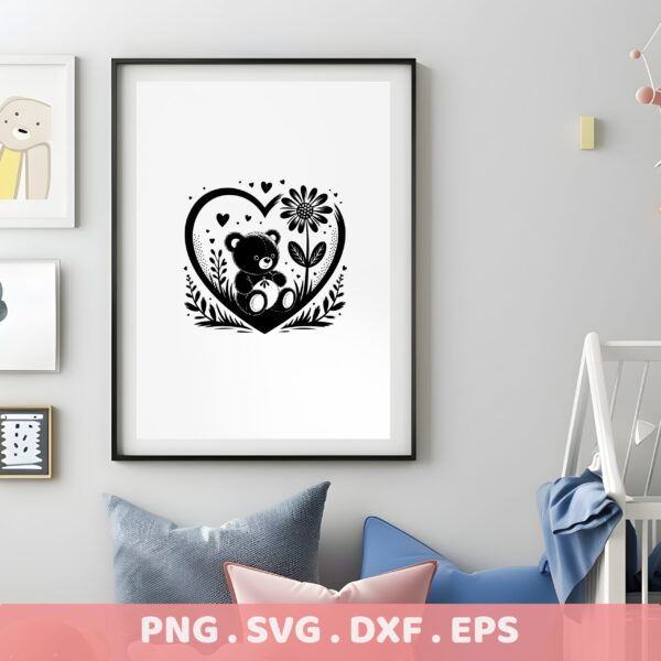 Teddy Bear Heart SVG Cut File. Cricut, Silhouette, CNC. Perfect for screen printing & vinyl cutting.