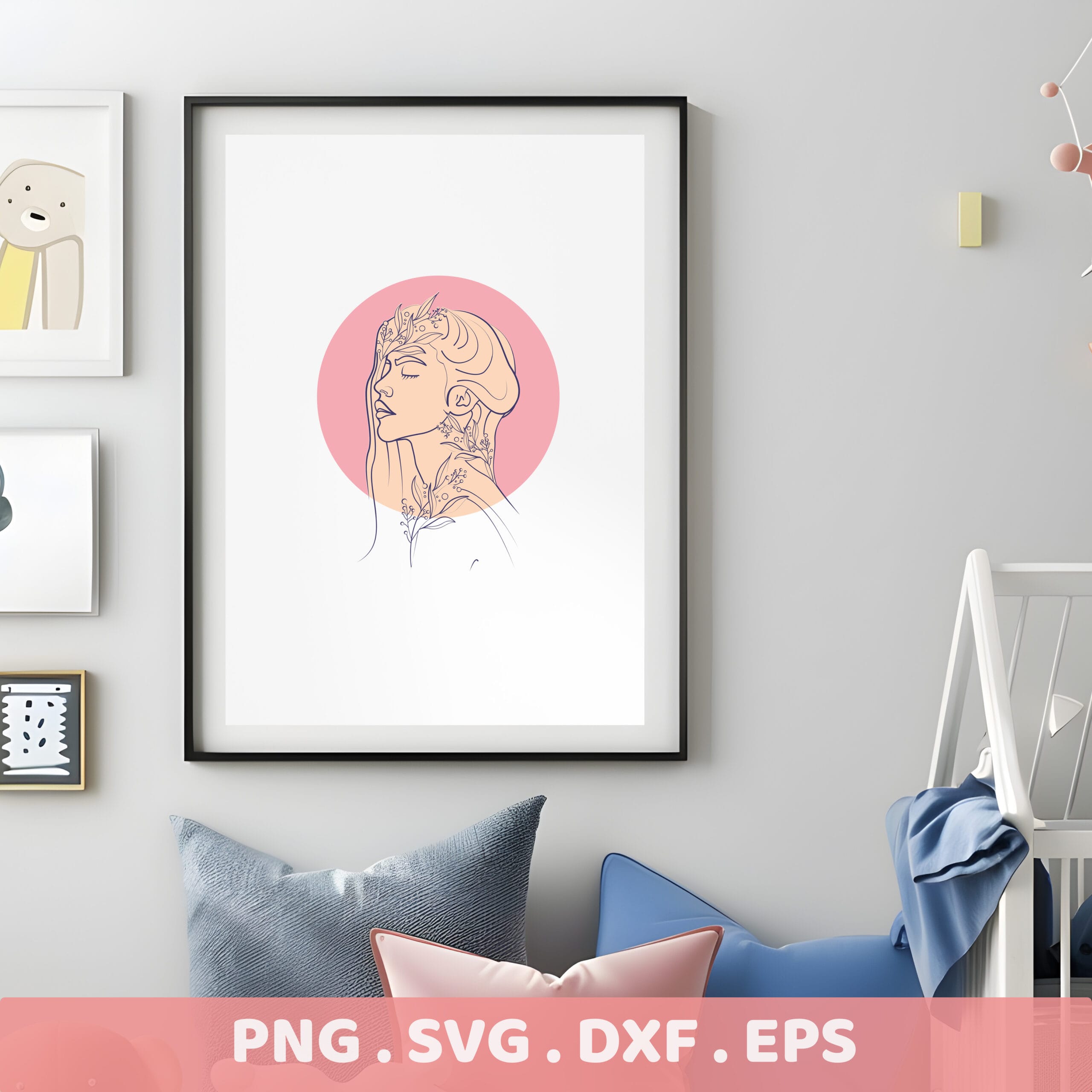 Woman line art SVG file for Cricut, Silhouette, and laser cutters. Serigraphy stencil design for screen printing.