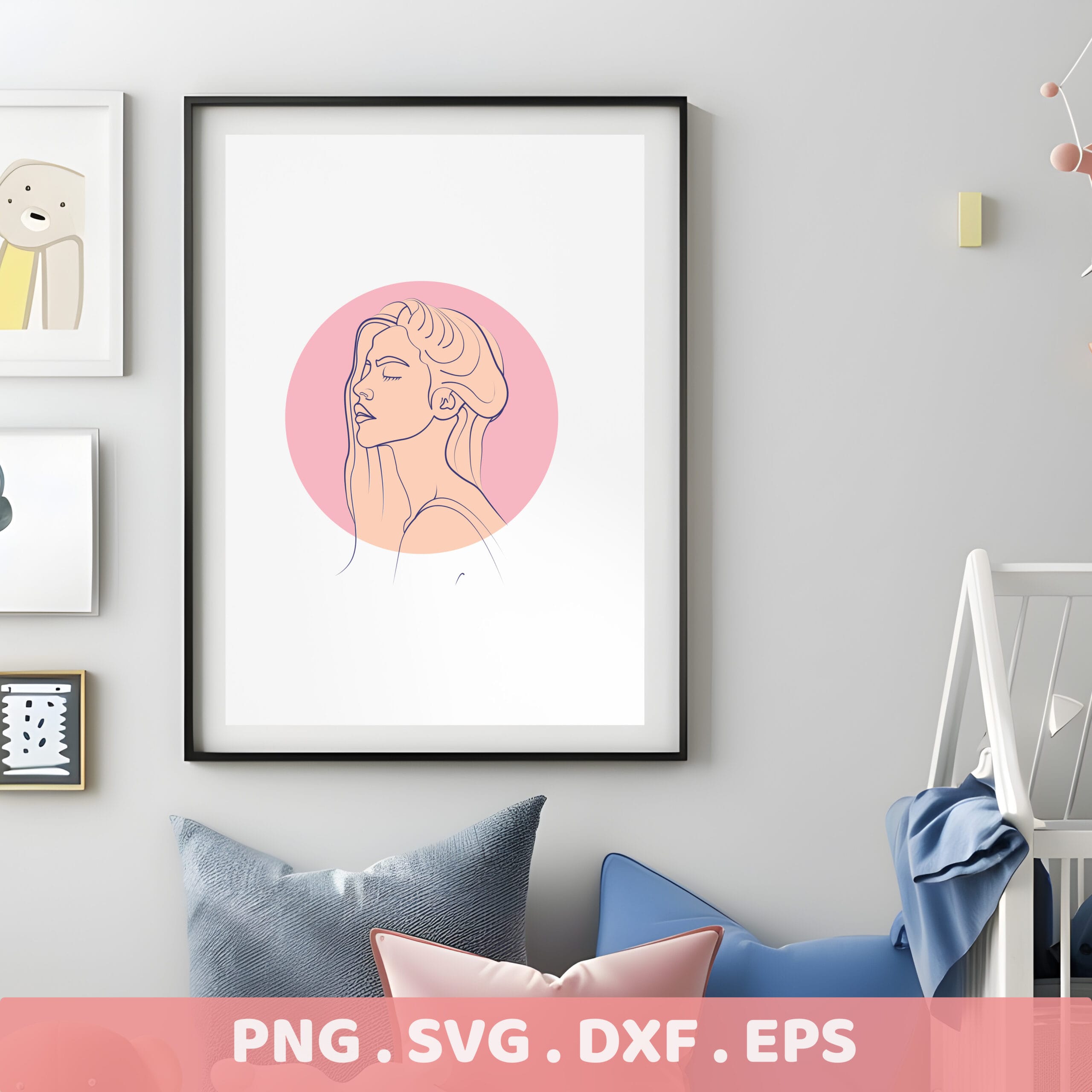 Woman Line Art SVG for Cricut, Silhouette & Laser Cutters. Serigraphy Stencil Design for Screen Printing.