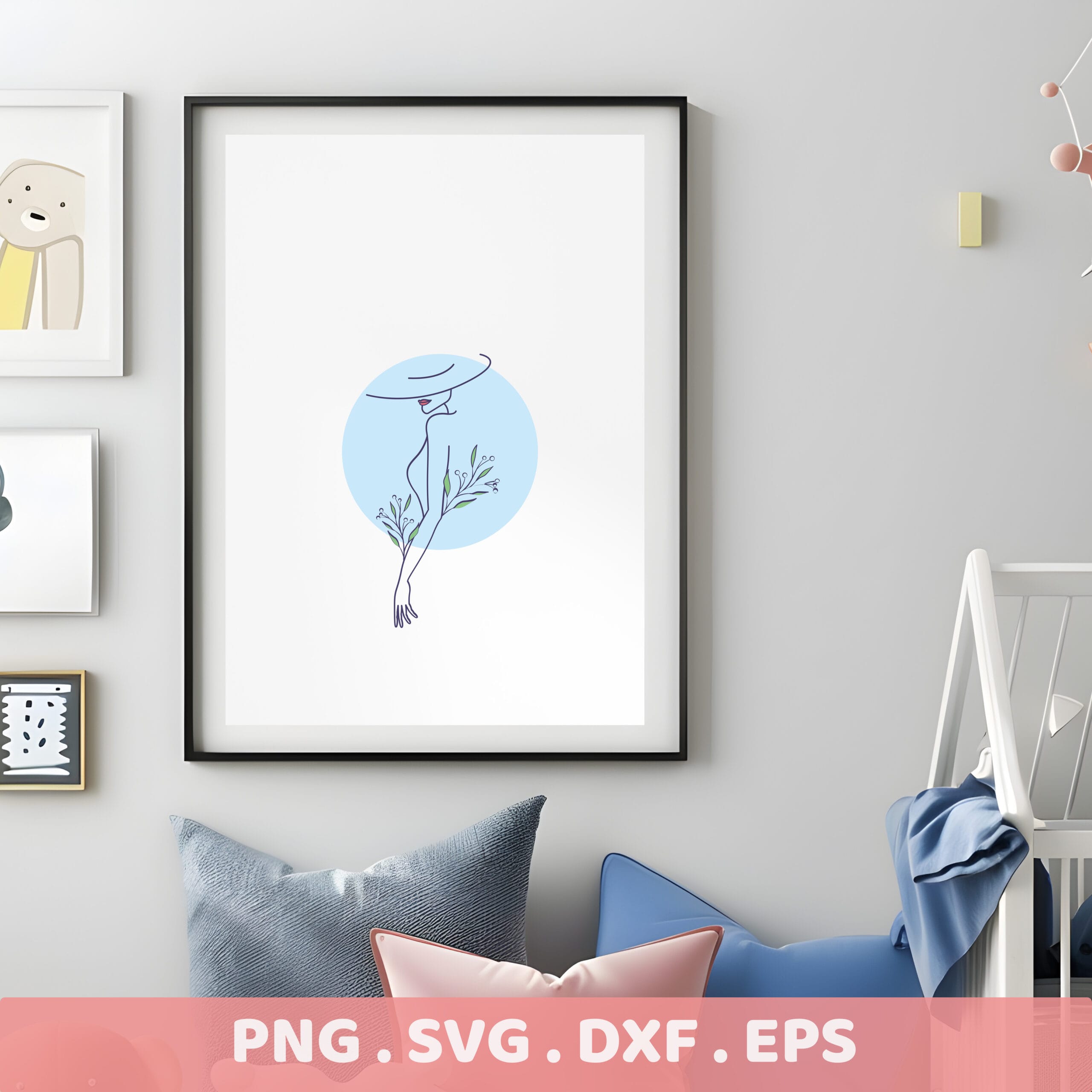 Woman Line Art SVG for Cricut & Silhouette. Elegant serigraphy stencil design, laser cut ready file.