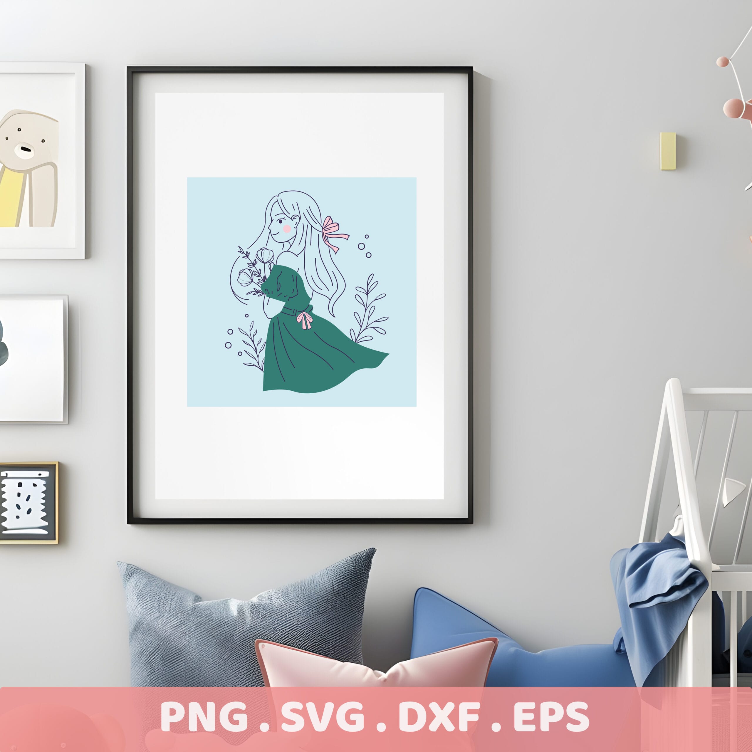 Dress line art SVG for Cricut & Silhouette. Elegant woman stencil design for screen printing & laser cutters. DIY gift project.