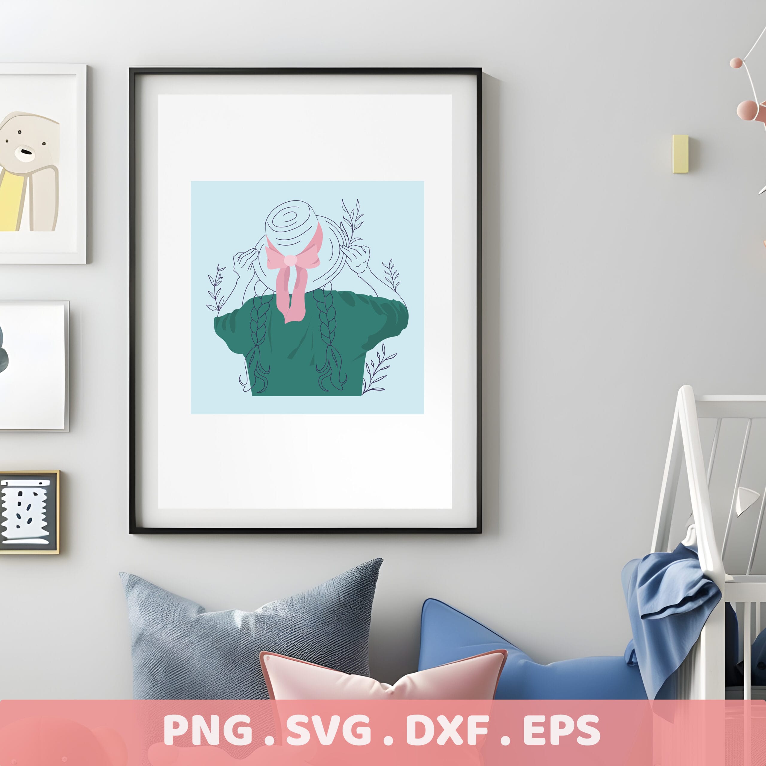 Girl with Hat SVG for Cricut, Silhouette & Laser Cutters. Serigraphy stencil design for screen printing.