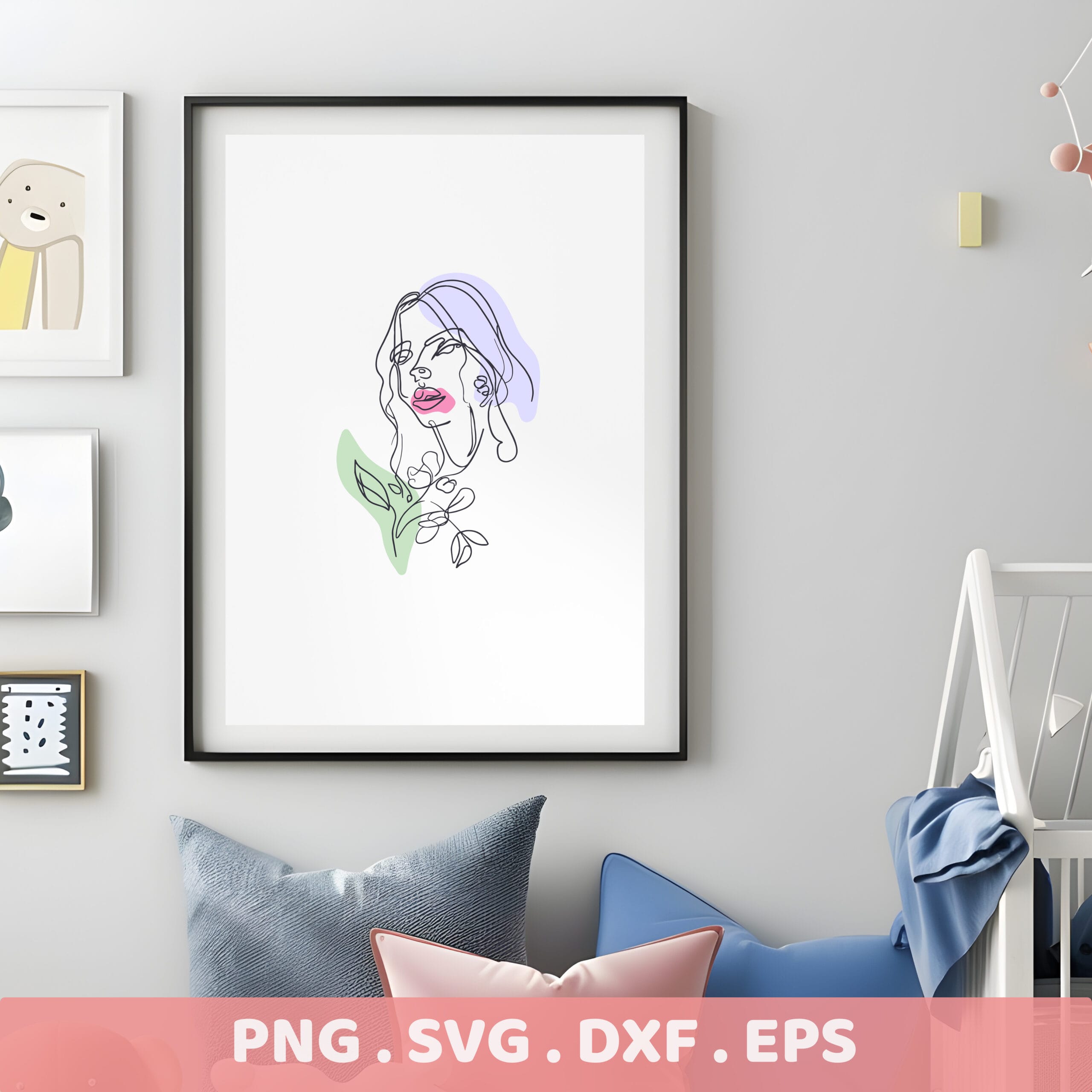 Line art portrait SVG for Cricut, Silhouette & CNC. Serigraphy stencil design for screen print.