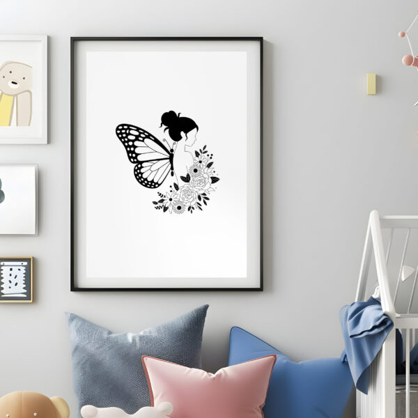 Butterfly girl floral SVG cut file. Cricut, Silhouette, CNC, laser cutter & screen print stencil.