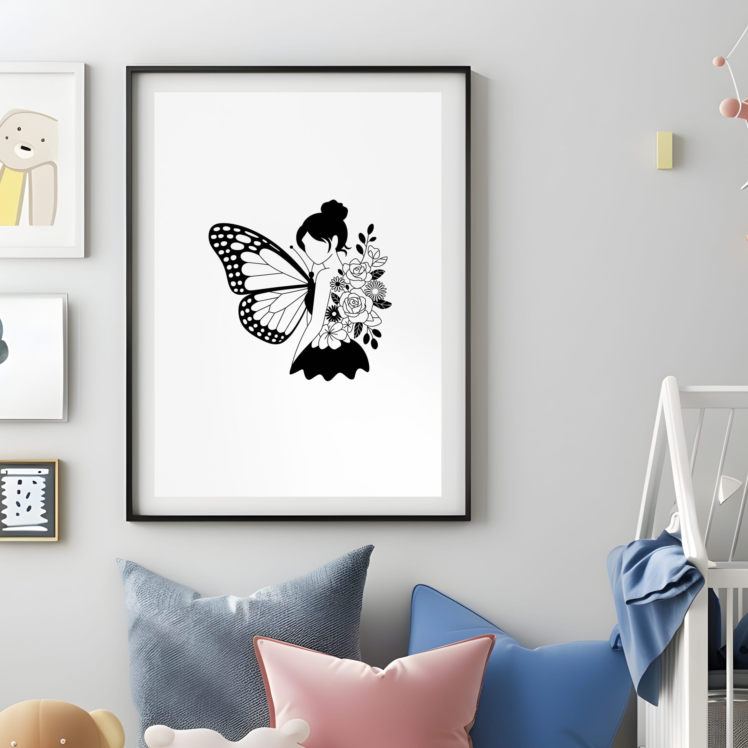 Laser Cut Butterfly Fairy SVG. Cricut, Silhouette, CNC stencil design. Instant download.